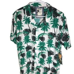 Free Planet Palm Tree Button Up Shirt Mens Size XL
